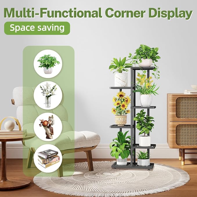 iDavosic.ly Plant Stand Indoor Outdoor, 5-Tier Tall Metal Flower Shelf - Image 6