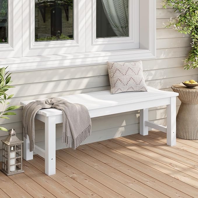 Stoog Outdoor Bench Set of 2, 2-Person Backless Outdoor Benches Weatherproof - Image 2