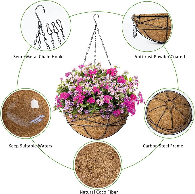 2 Pack 12 Inch Hanging Planters - Image 3