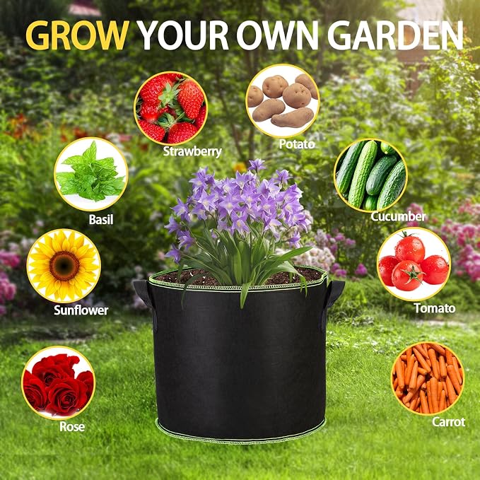 3-Pack 20 Gallon Grow Bags, Thickened Nonwoven Fabric Pots - Image 6