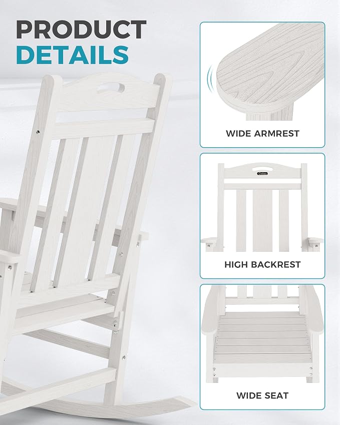 Ciokea Oversized Outdoor Rocking Chairs Set of 2, 380lbs Heavy-Duty Large Patio - Image 6