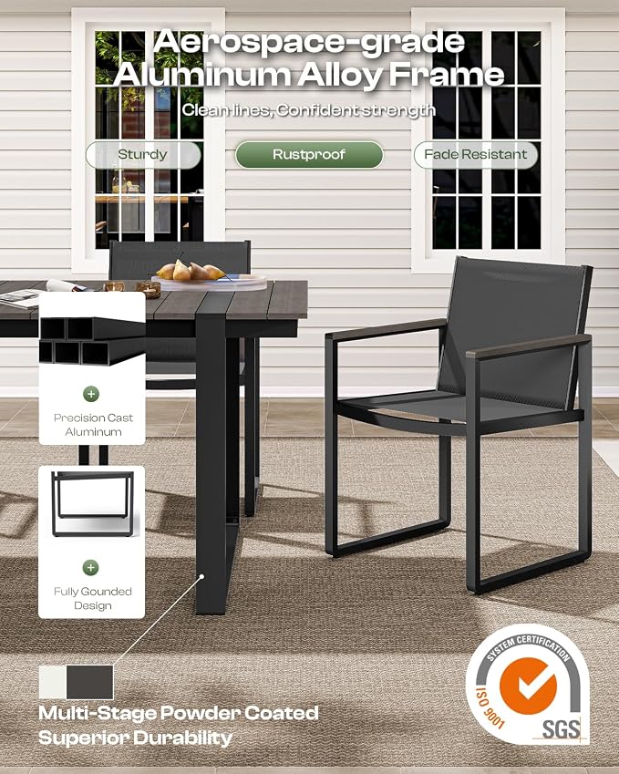 Outdoor Table and Chairs of 4, Patio Dining Sets, HDPS + Aluminum Outdoor - Image 4