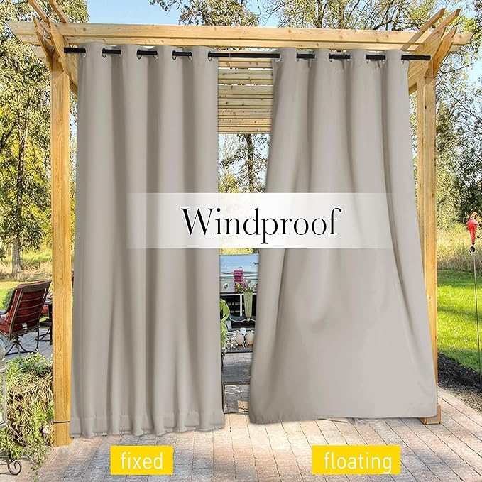 NICETOWN 2 Panels Fixed Outdoor Curtains - Image 5