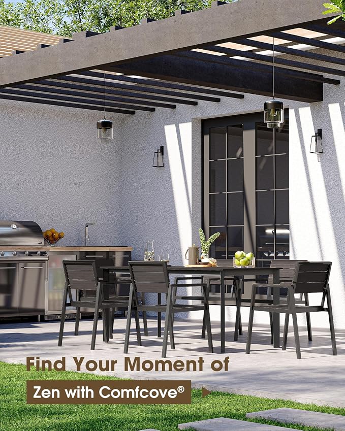 Outdoor Patio Dining Table, Aluminum & HDPS Outdoor Table - Image 6