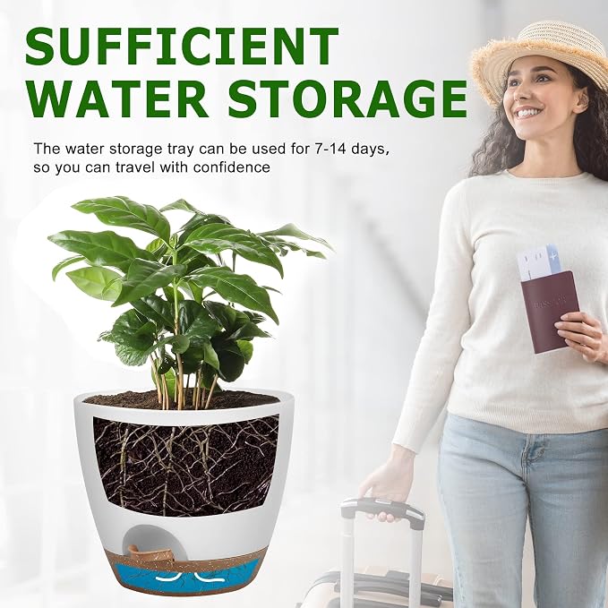 Plant Pots 10/9/8 Inch Self Watering Pots, Plastic Flower Pots, Nursery - Image 5
