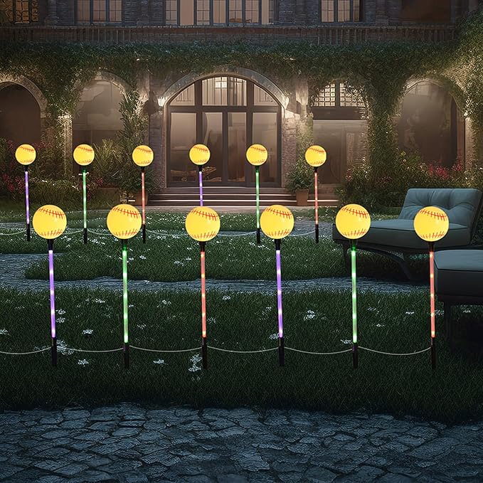 Battery Powered Garden Sports Ball Theme Party Stake Lights Baseball LED - Image 2