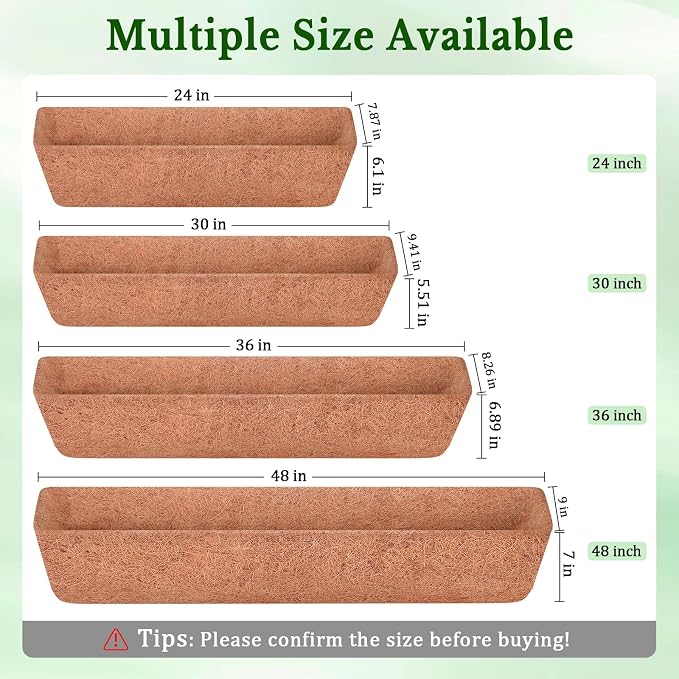 Halatool 2 Pack 24 Inch Window Box Liners, Pre-Formed Coco Fiber Replacement - Image 2