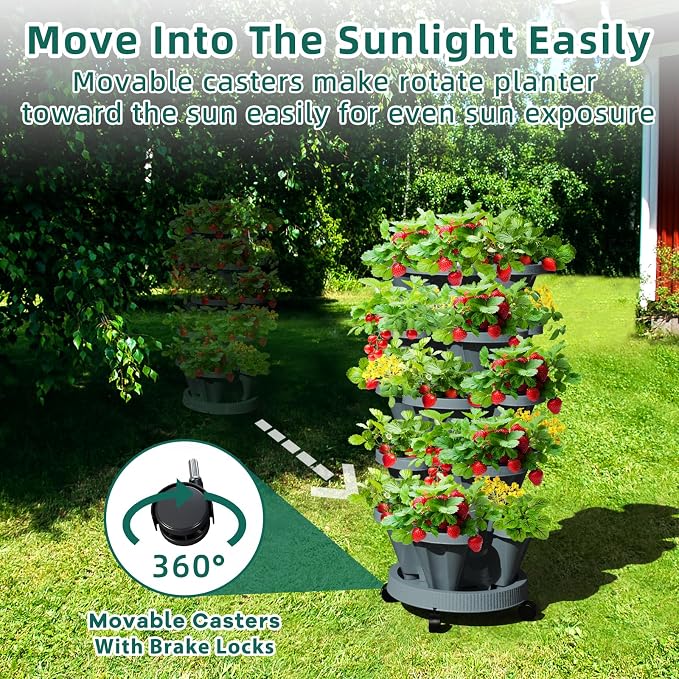 Strawberry Vertical Planter Tower Garden, 7 Tiered Stackable Planter Herb - Image 3