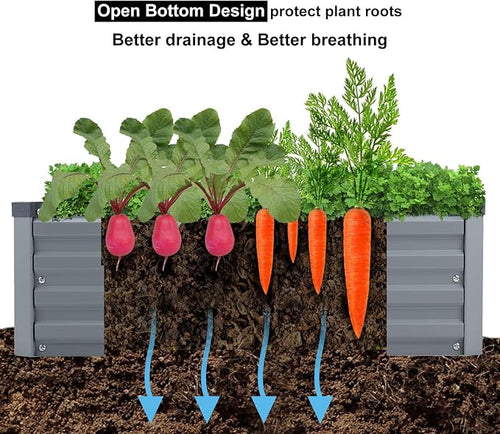 2 Pack 4x2x1FT Galvanized Raised Garden Bed Kit, Outdoor Metal Planter Box - Image 2
