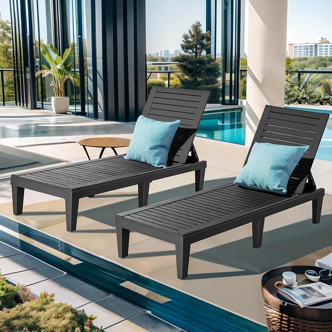 ROJIK Outdoor Chaise Lounge Chair Set of 4, - Image 2