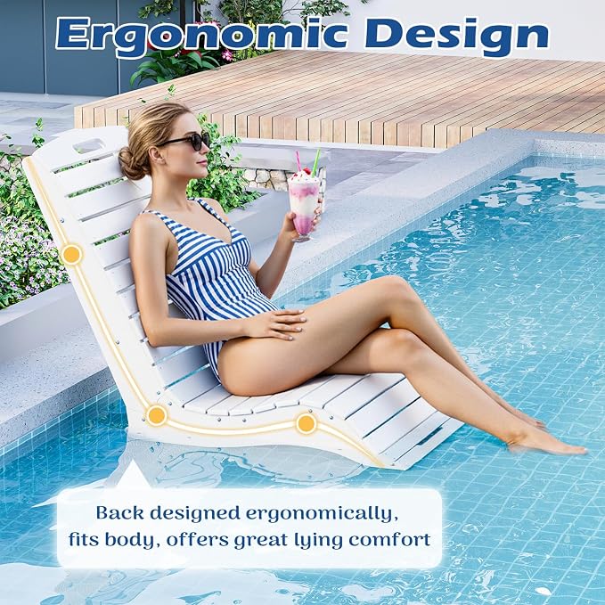MELLCOM HDPE Pool Lounge Chairs Set of 2, in Pool Lounge Chairs up to 10-Inches - Image 4
