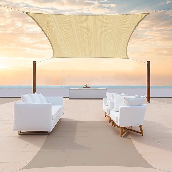 ColourTree TAPR1616 Custom Size 12' x 18' Beige Sun Shade Sail Canopy UV Block by ColourTree