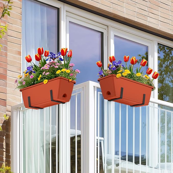 CADUKE Railing Planter Boxes Deck 2 Pack Railing Flower Box - Image 2