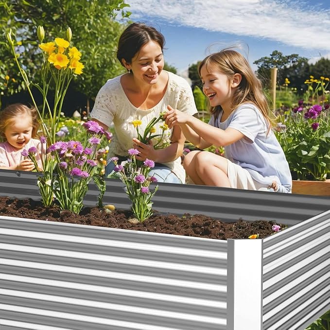 4 Pack 6x3FT Corrugated Galvanized Steel Raised Garden Bed Outdoor, Metal Above - Image 3