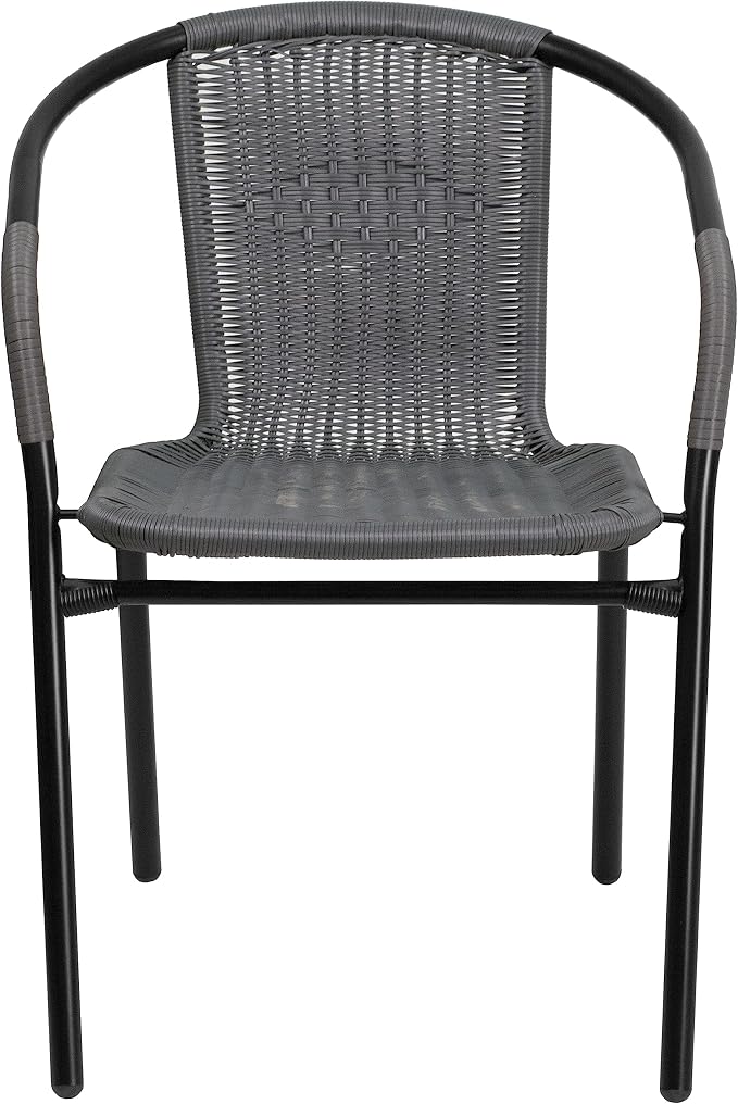 EMMA + OLIVER Set of 4 Modern Rattan Indoor/Outdoor Stack Chairs, Stacking - Image 7