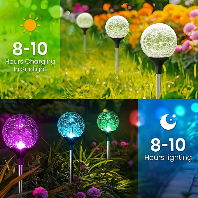 GIGALUMI Solar Garden Lights 6 Pack, Outdoor Solar Lights - Image 4
