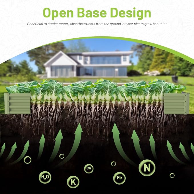2PCS 8x2x1FT Galvanized Raised Garden Bed, Galvanized Planter Raised Garden - Image 2