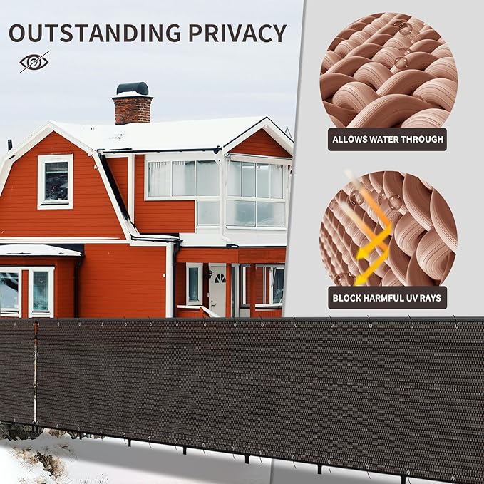 LOVE STORY Custom Size 2'6''x27' Brown Balcony Privacy Screen, UV Block Privacy - Image 4