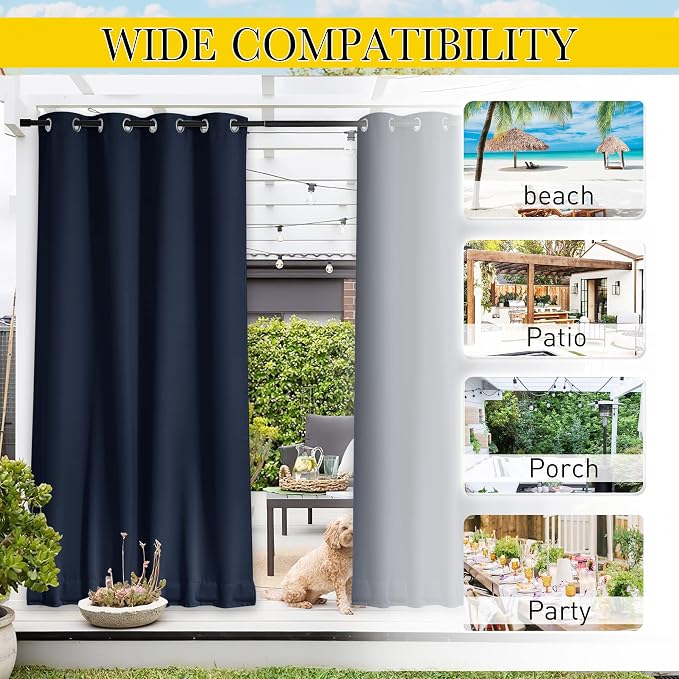 NICETOWN 2 Panels Fixed Outdoor Curtains - Image 5