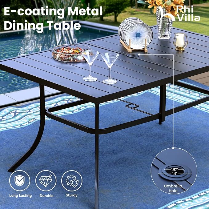 PHI VILLA 8 PCS Patio Dining Set - Image 5