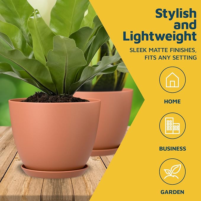 Terracotta Plant Pots with Drainage Holes & Saucers 20 Pack, Indoor & Outdoor - Image 3