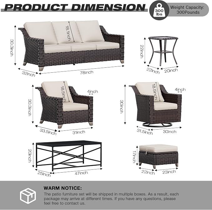 Joyside Wicker Patio Furniture Sets, 7 Pieces Upgraded Large Size Outdoor - Image 2