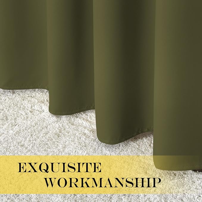 NICETOWN Olive Green Blackout Curtains 84 inch Length, Grommet Top Room - Image 5