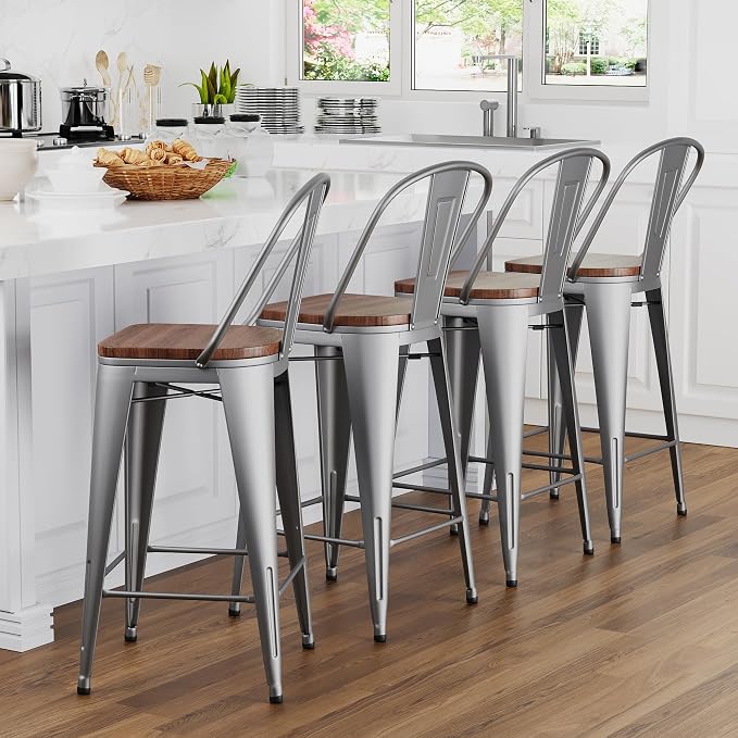 Yongqiang 26 inch Bar Stools Set of 4 Kitchen Counter Height Bar Chairs Modern by lightupyourlife