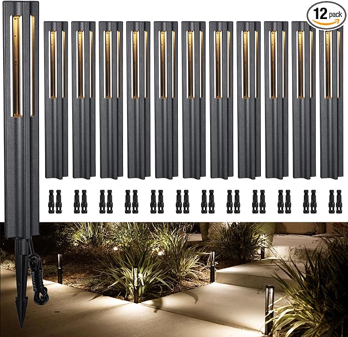 LEONLITE 12-Pack Low Voltage Path Lights, 3W LED Landscape Pathway Lights by LEONLITE
