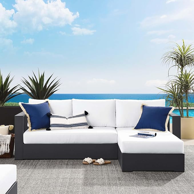 Modway Tahoe Modular Aluminum 2-Piece Outdoor Patio Furniture Gray White by Modway