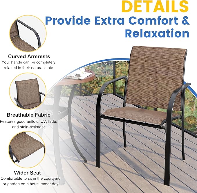 VICLLAX Patio Dining Set for 6, Outdoor Furniture Set Includes 59" Rectangle - Image 5