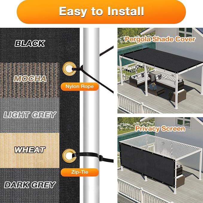 Artpuch Outdoor Pergola Shade Cover 14x16 FT Sun Shade Cloth - Image 5