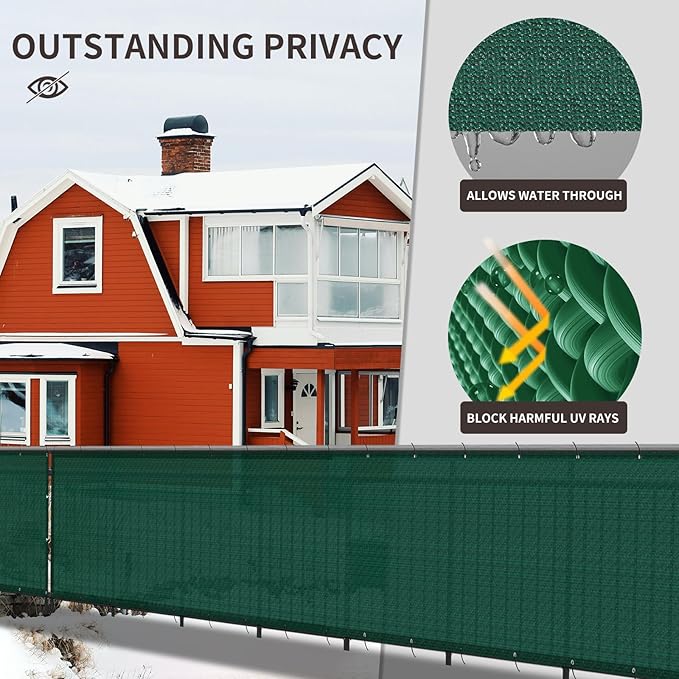LOVE STORY Custom Size 3'x18' Dark Green Balcony Privacy Screen, UV Block - Image 4