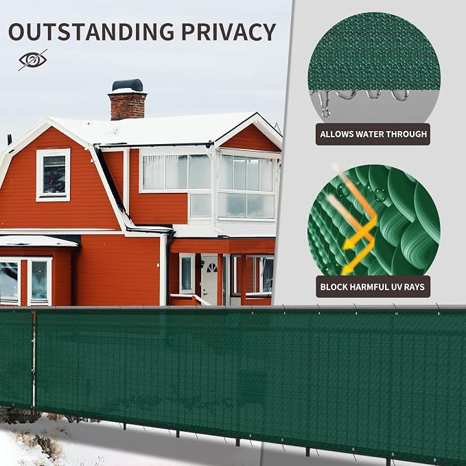 LOVE STORY Custom Size 3'x29' Dark Green Balcony Privacy Screen, UV Block - Image 4