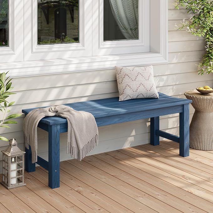 Stoog Outdoor Benches Set of 2, 2-Person Patio Dining Bench, Waterproof HIPS - Image 2