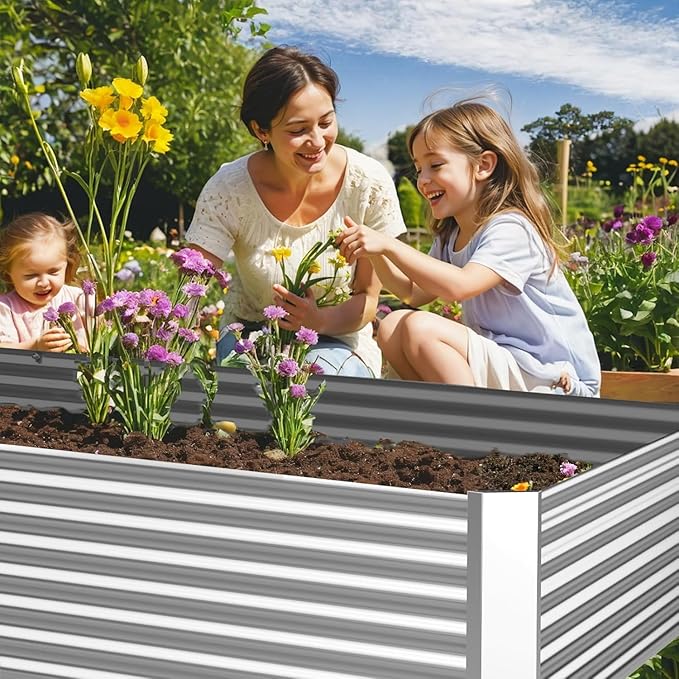 FRIZIONE 3pcs 6x3ft Galvanized Raised Garden Bed Outdoor, Above Ground Garden - Image 4