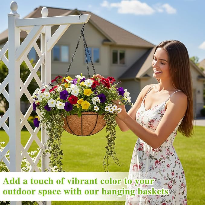 Hanging Planters Basket Set of 3 Hanging Flower Pots 10 Inch Chain Round Wire - Image 7