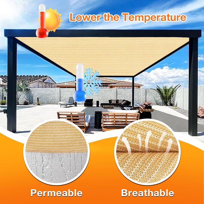 Artpuch Outdoor Pergola Shade Cover 8' X 22' Sun Shade Cloth - Image 4