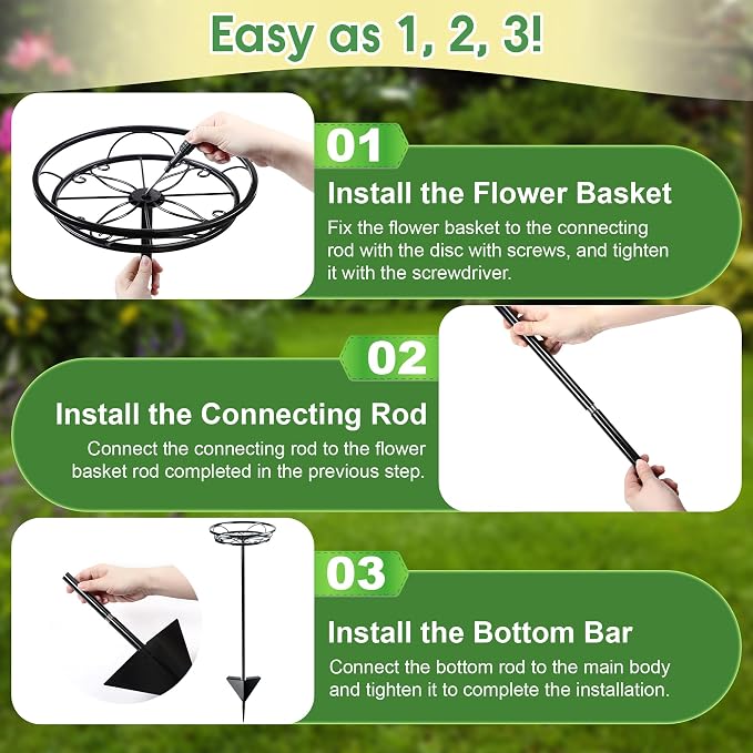 Tellingyou 4 Pack Adjustable Outdoor Flower Pot Stand, Metal Outdoor Plant - Image 6