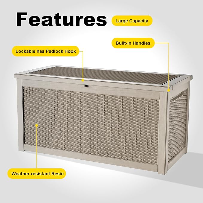 320 Gallon Outdoor Storage Box, Large Waterproof UV Resistant Deck Box - Image 6