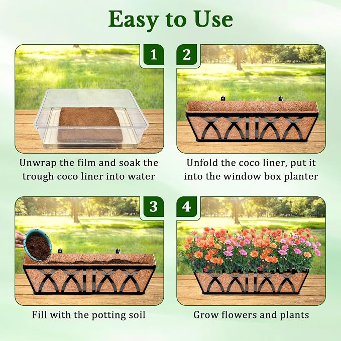 Halatool 2 Pack 24 Inch Window Box Liners, Pre-Formed Coco Fiber Replacement - Image 6