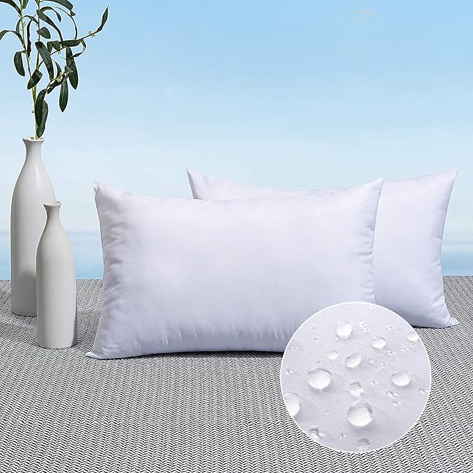 MIULEE Pack of 2 12x20 Outdoor Pillow Inserts, Outdoor Throw Pillows by MIULEE