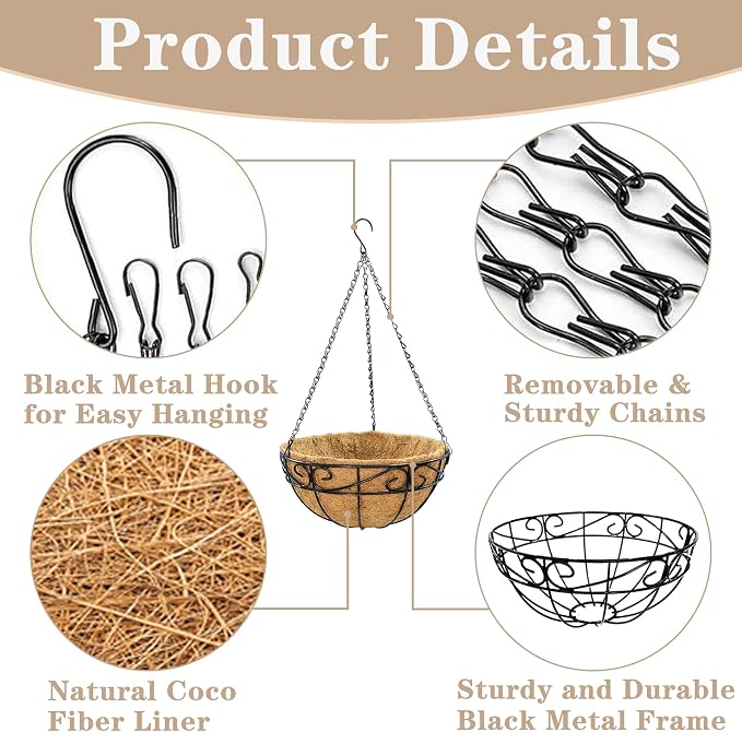 Outdoor Metal Hanging Planters Basket Hanging Baskets - Image 7