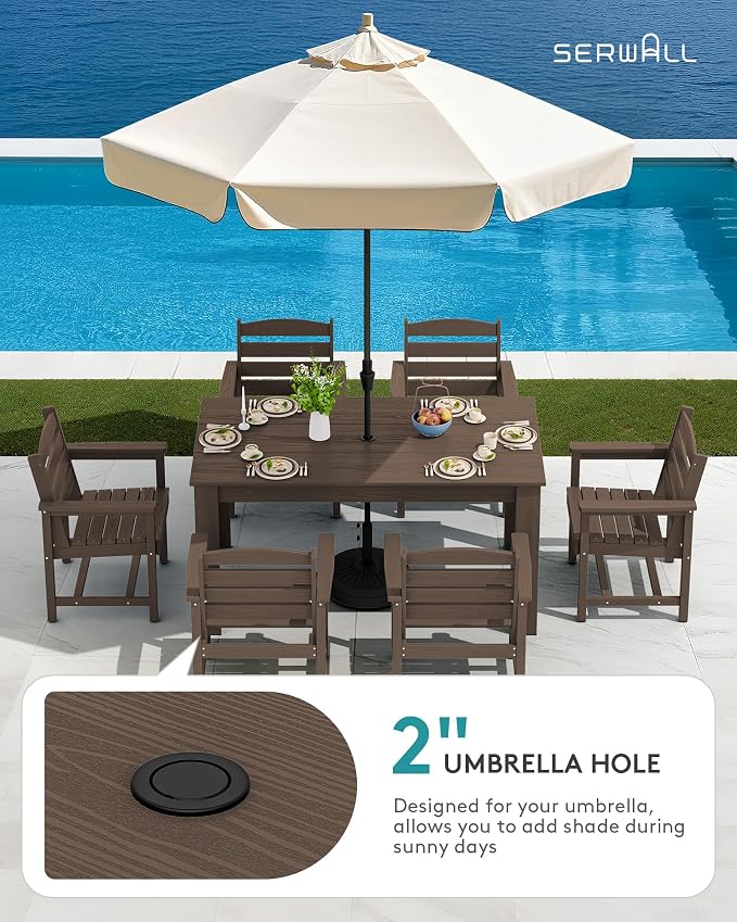 SERWALL Outdoor Dining Sets for 6, HDPE Dining Sets - Image 2