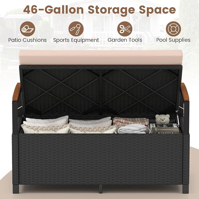 Tangkula 46 Gallon Outdoor Bench - Image 3