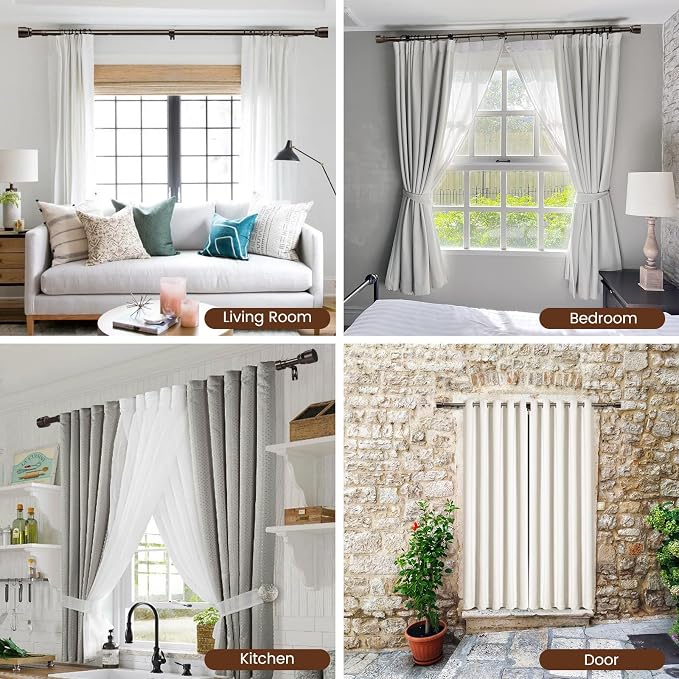 2 PACK 1” Diameter brown curtain rod Itself is 30 to 90 inch. 1 Pack Fits 30-84 - Image 7