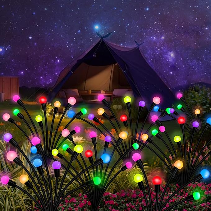 Kohlrabi Solar Garden Lights Outdoor, 4 Pack 40 LED Solar Firefly Lights - Image 6