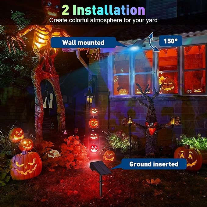 Solar Color Changing RGB Spot Lights Outdoor, 10 Pack/7 Lighting Modes - Image 4
