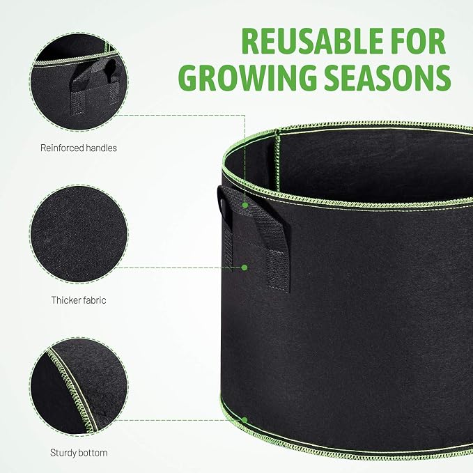 Delxo 20-Pack 3 Gallon Grow Bags Heavy Duty Aeration Fabric Pots Thickened - Image 3