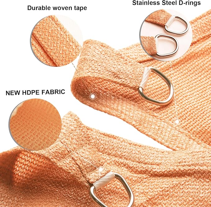 SUNLAX Sun Shade Sail 16' x 22' Peach Fuzz Rectangle Canopy Sail Shade Cover UV - Image 3